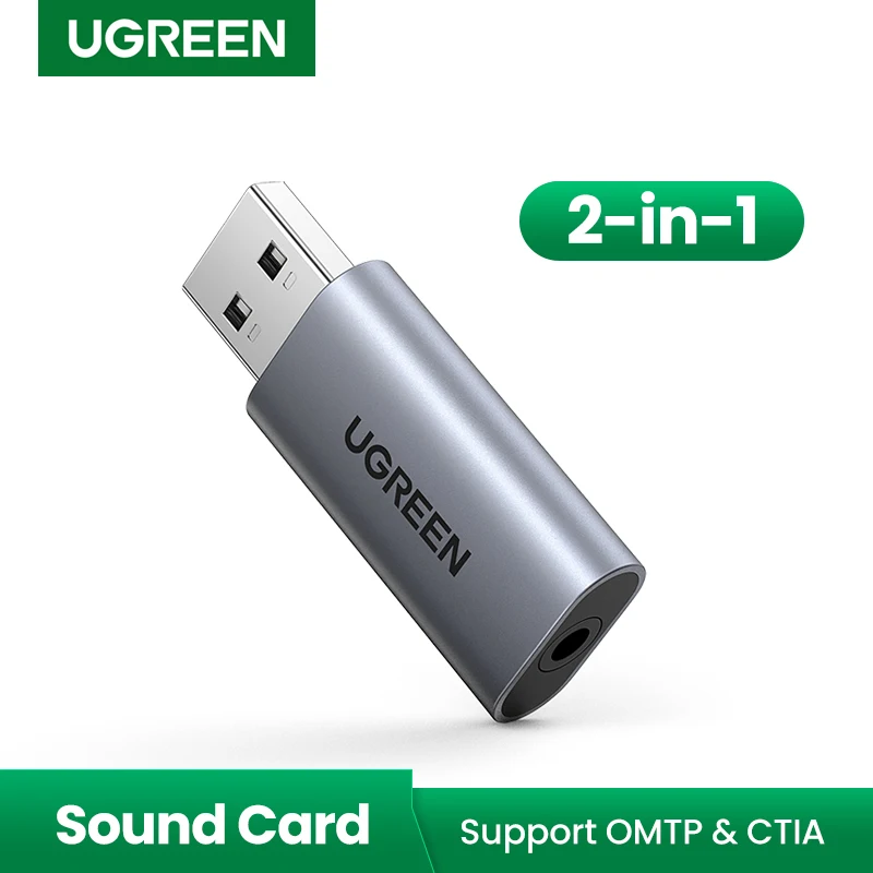 Звуковая карта UGREEN USB, аудио интерфейс, USB Звуковая карта для ноутбука, ПК, PS4, наушников, микрофона, аудиокарта USB, внешняя звуковая карта внешняя звуковая карта apogee element 46