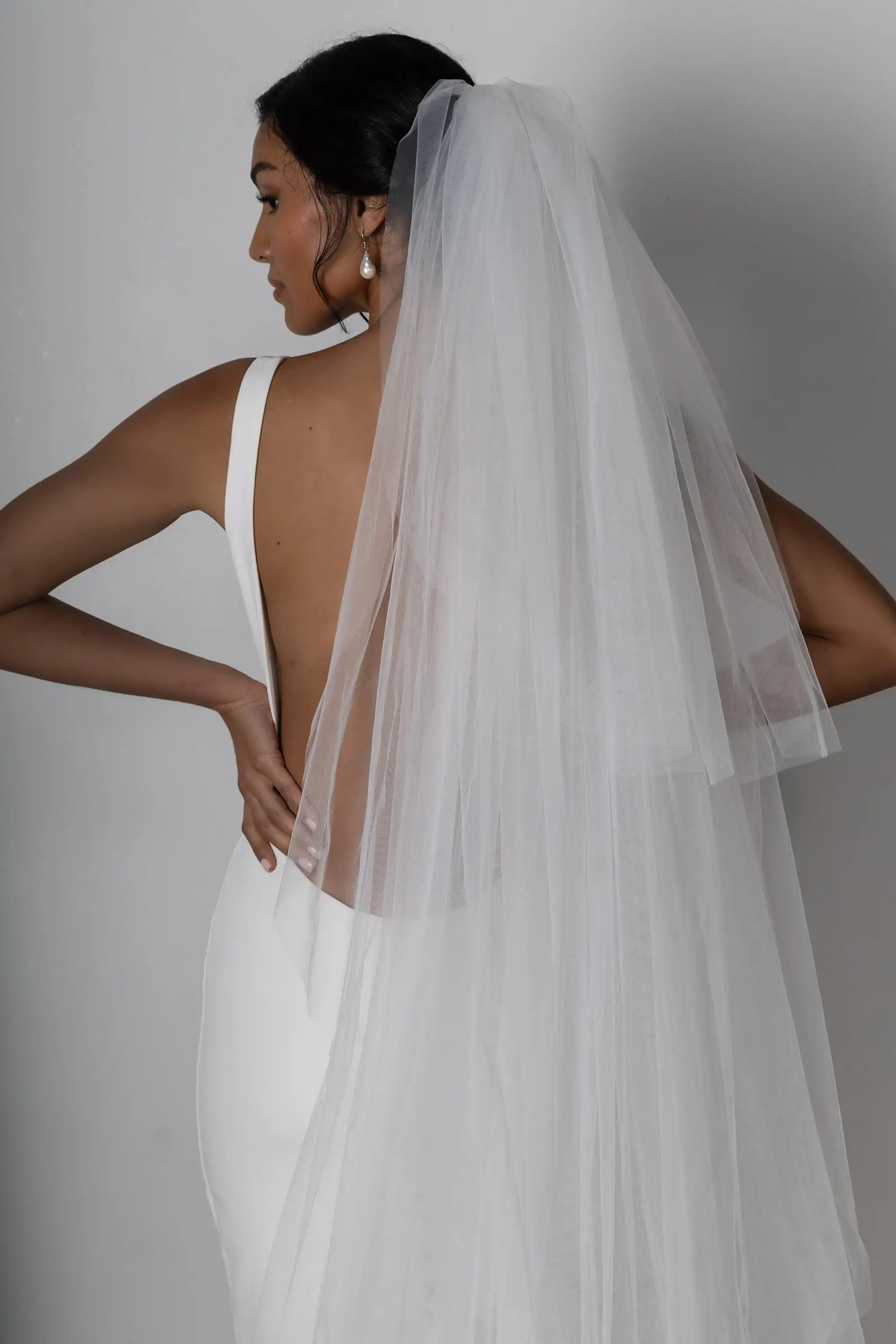 Вуаль для невесты TOPQUEEN V27 многослойная съемная спереди и сзади - купить по