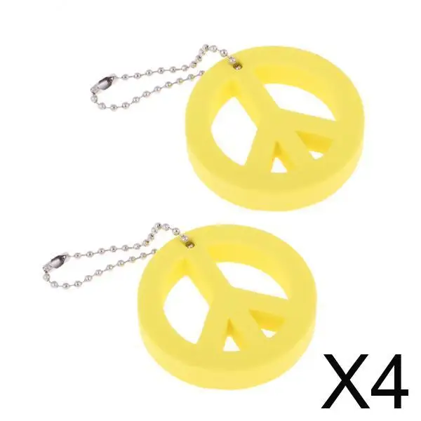 

4x2 Pieces Round Buoy EVA Floating Keychain Keyring Yachting Key Float Yellow