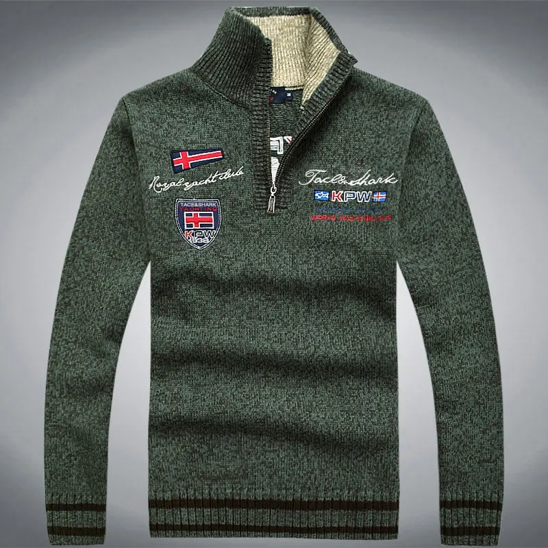 Мужской повседневный вязаный свитер из 100% шерсти на осень/зиму | Мужская одежда