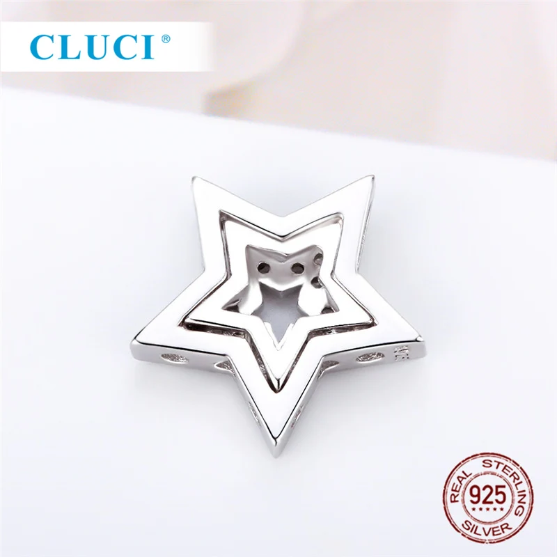 CLUCI, серебро 925, подвеска в форме звезды для женщин, ожерелье, ювелирное изделие, циркон, драгоценный камень, 925 пробы, серебряный кулон