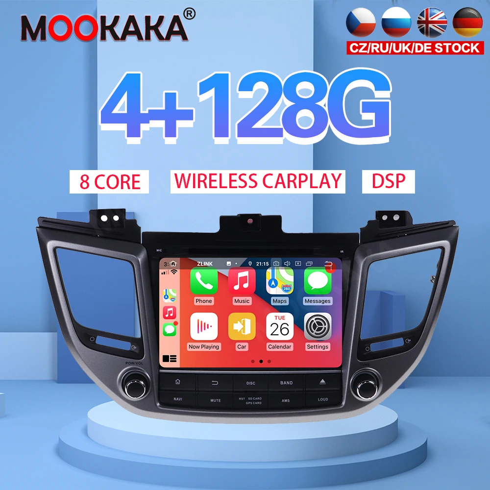 

Автомобильный плеер 7 "Android 10 PX6 4G 128 ГБ для Hyundai Tucson IX35 2014-2018, Автомобильный GPS навигатор CarPlay, головное устройство DSP, стерео