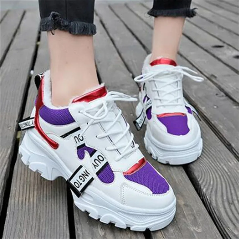 

New Mesh Women Casual Shoes Comfortable Platform Shoes Woman Sneakers Autumn Winter Ladies Warm Trainers chaussure femme white