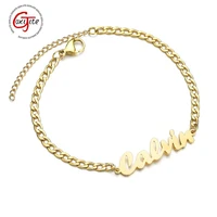 goxijite handmade customized name bracelet charms for women kids stainless steel personalized nameplate jewelry lover gift