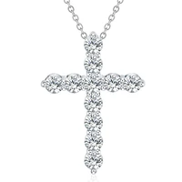 super shiny aaa zircon 925 sterling silver cross pendant necklaces for women party charm wedding fashion jewelry gifts
