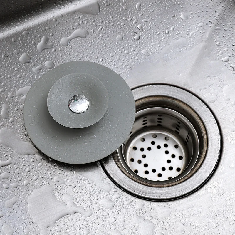 

2pcs Kitchen Silicone Press-type Anti-odor Filter Floor Drain Bathroom Anti-blocking Plastic Sink Floor Drain Cover
