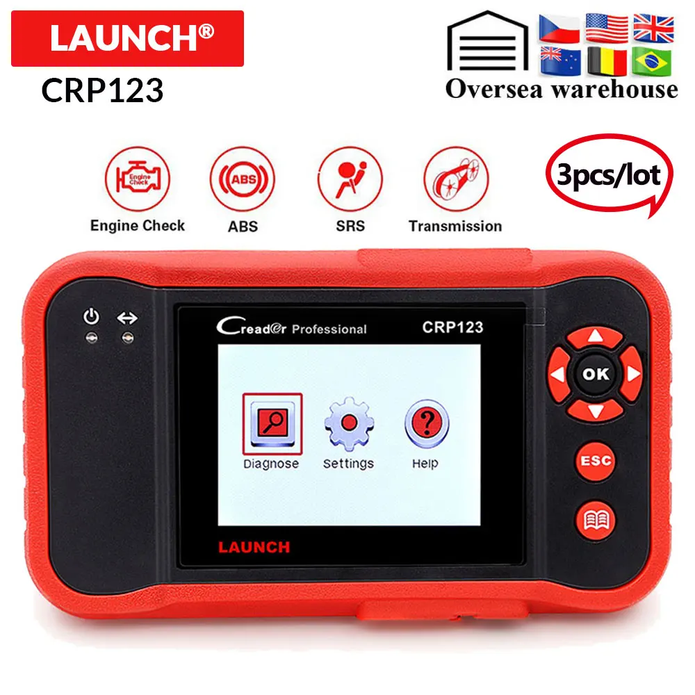 3 шт./лот Launch Crp123 OBD 2 диагностический инструмент для ABS/SRS/коробка передач/система