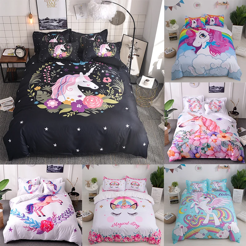 Единорог одеяло постельное бельё Королева Король полный дом сладкий кровать
