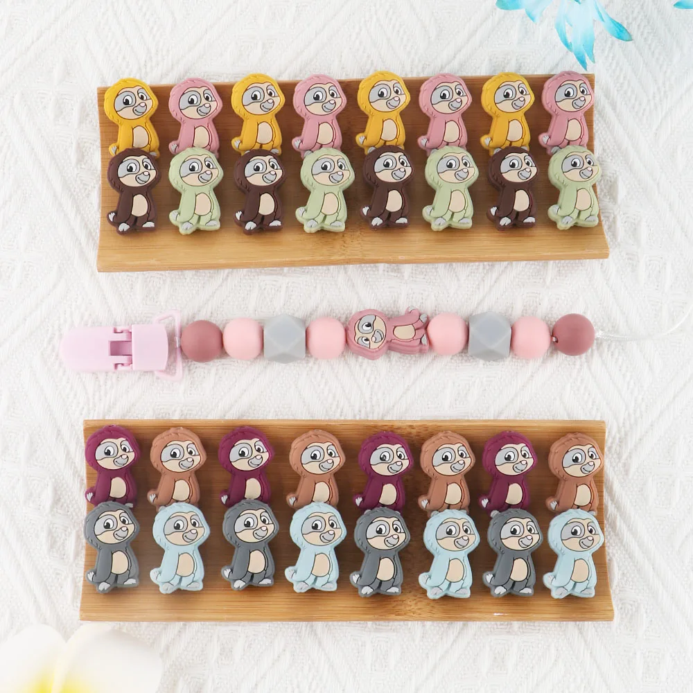 Sunrony 10 шт./лот Мультяшные мини новые Ленивец силиконовые бусины - Цена: 333.11