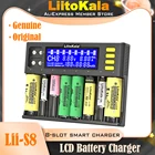Подлинный  оригинальный LiitoKala Lii-S8 LCD 8 слотов Зарядное устройство Li-ion 3,7 В NiMH 1,2 В 9 В Li-FePO4 18650 26650 21700 26700 AA AAA