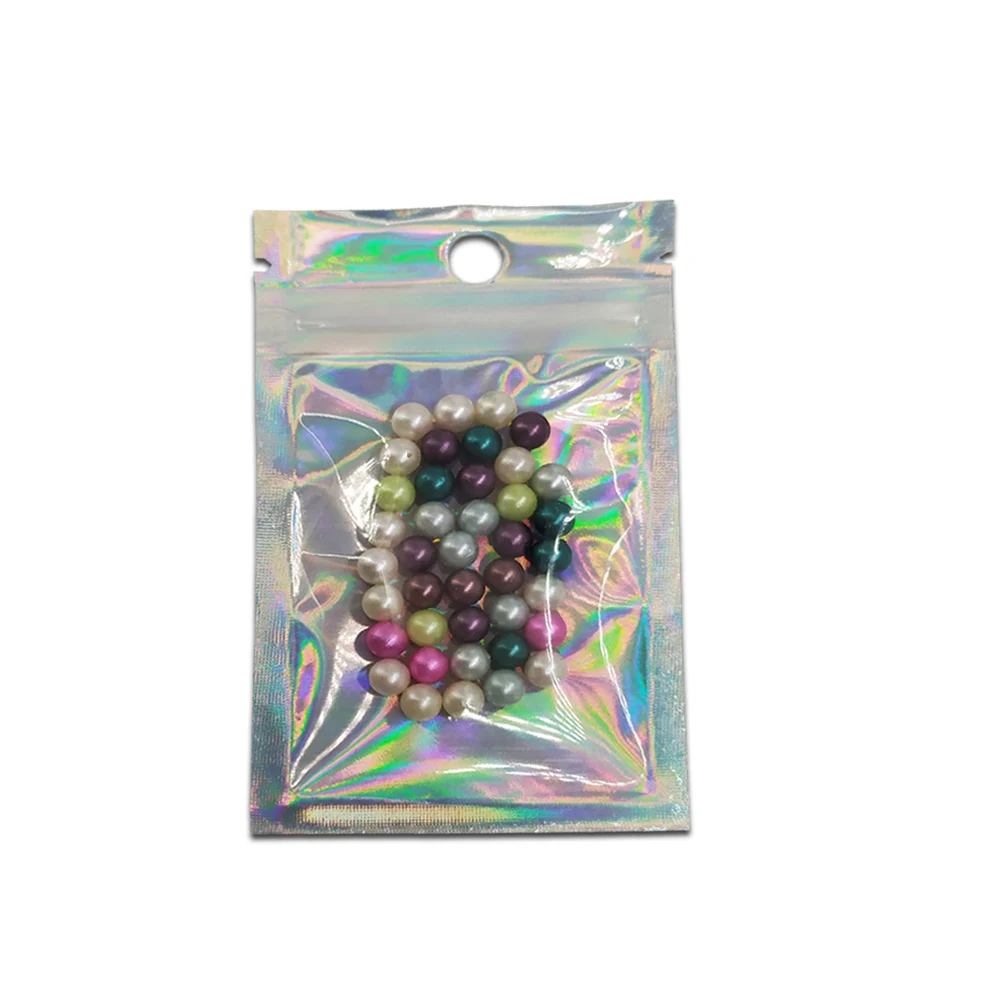 

50Pcs/lot Hologram Aluminum Foil Plastic Zip lock Package Bag Mylar Foil Zipper Pouches Party Gifts Craft Packaging Bag