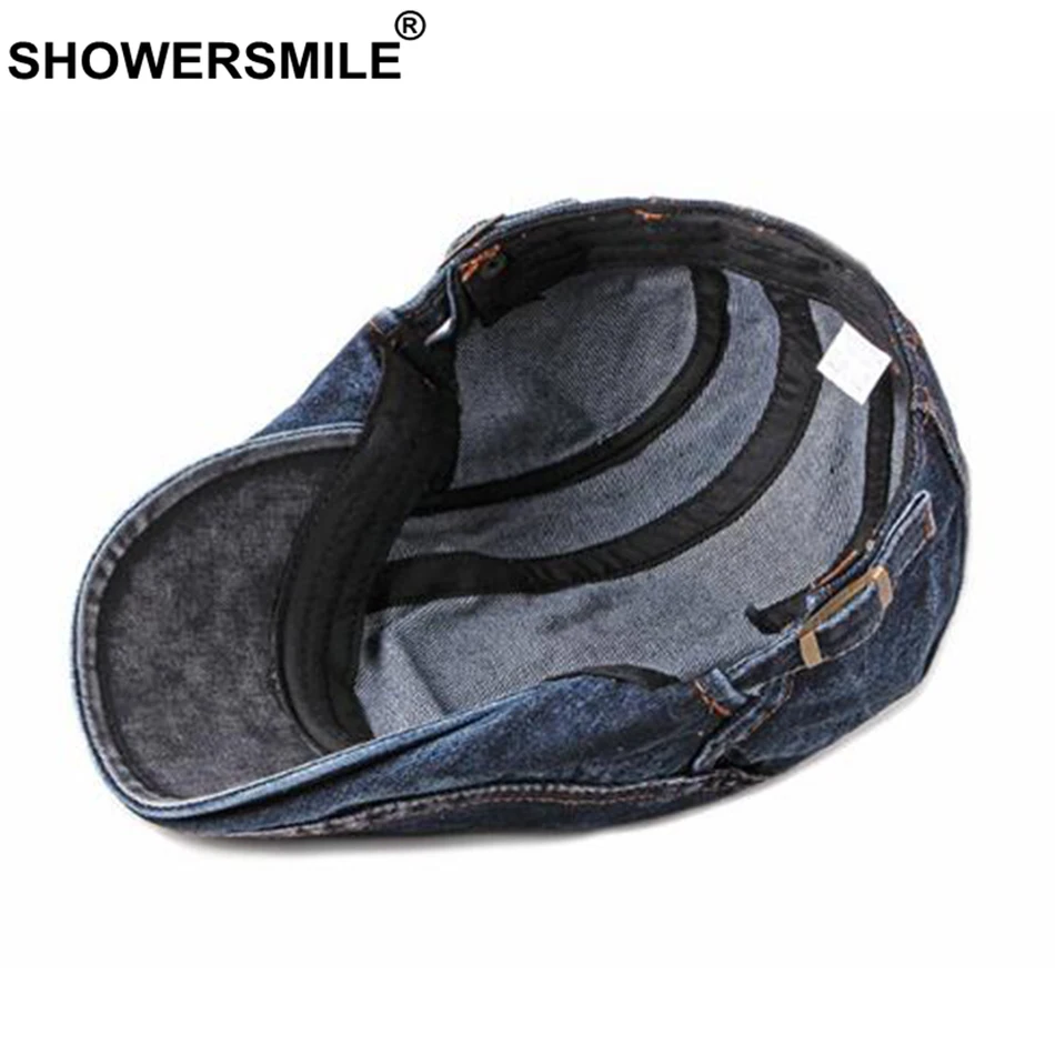 Мужская джинсовая шляпа SHOWERSMILE потертая Осенняя Duckbill хлопковая Регулируемая