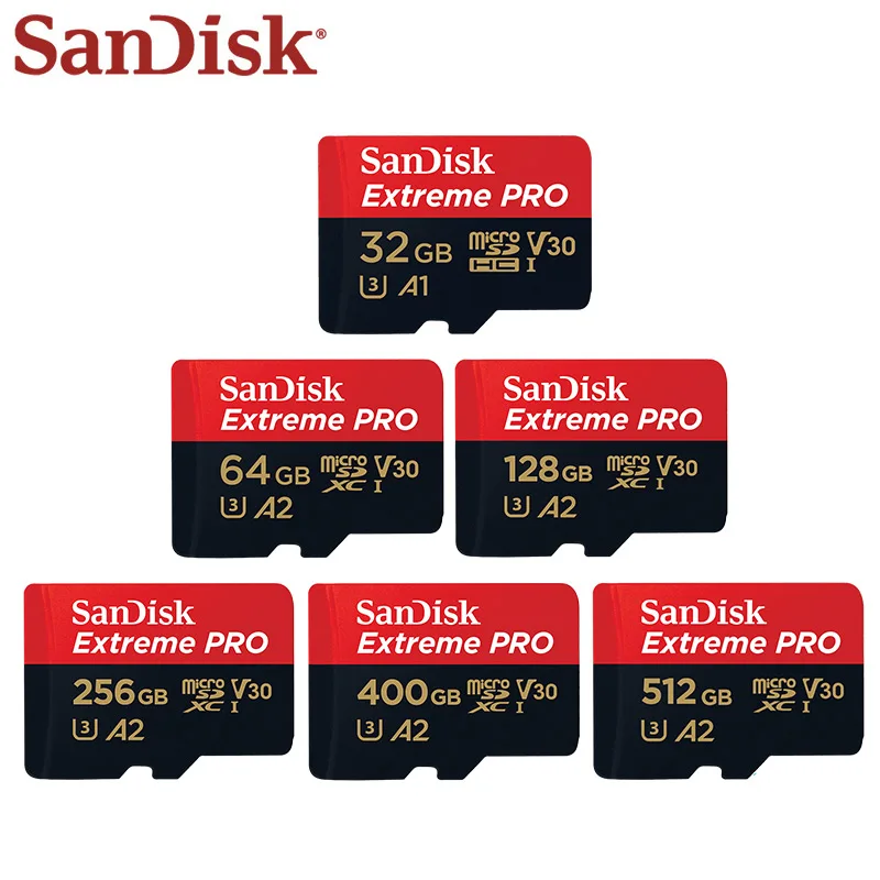 Двойной Флеш-накопитель SanDisk Extreme Pro Microsd карты UHS-I 32 Гб A1 SDHC V30 флэш-карта 64 Гб 128 256 400 512 карта SDXC A2 U3 флеш-карты памяти TF 170 МБ/с