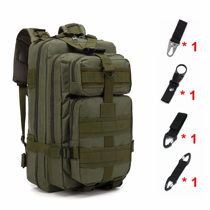 Army green and hooks Открытый походный рюкзак военный тактический Molle рюкзак камуфляж большой емкости Кемпинг Альпинизм Охота Дорожная Спортивная Сумка - Цвет: Army green and hooks