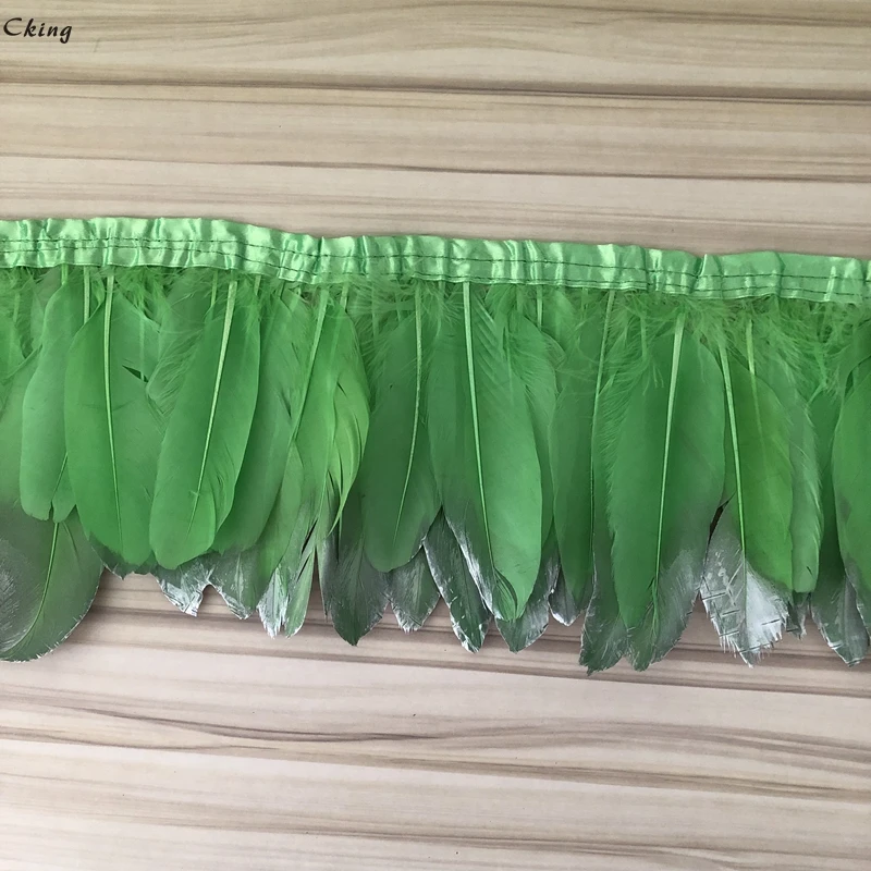 

10 yard silver goose feather trims 15-20cm 6-8inch width Geese duck feather fringes strips for wedding party carnival cloth deco