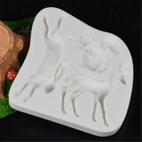chocolate baking mold silicone animals craft cake fondant cute deer rabbit squirrel mould