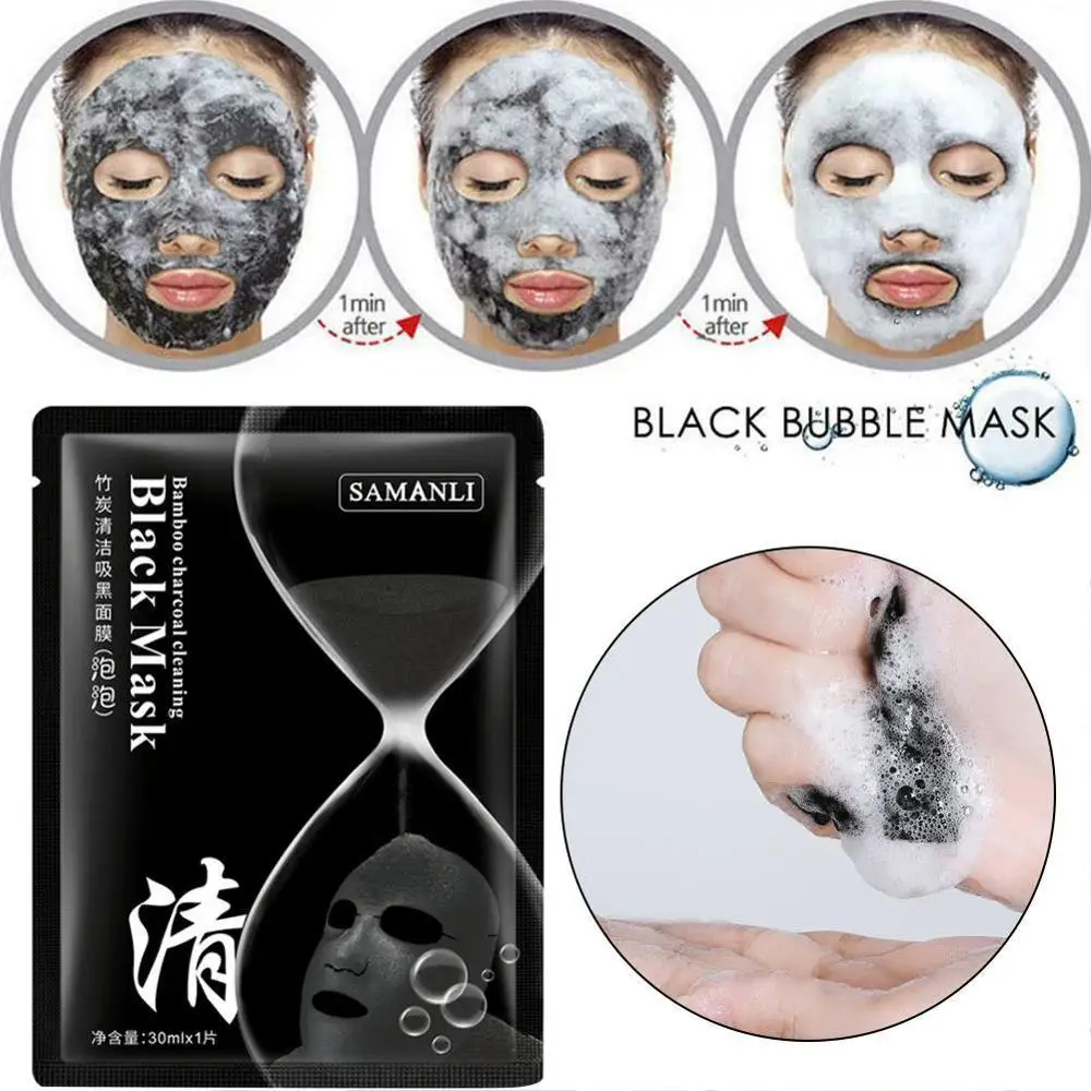 

Korean Cosmetic Detox Oxygen Bubble Sheet Mask Moisturizing Charcoal Face Mask Whitening Bamboo Skin Care Black I2Q6