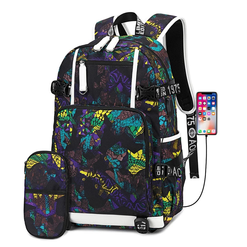 Рюкзак с принтом для мальчиков-подростков, модный школьный рюкзак для школьников, рюкзаки с рисунком, дорожные сумки, рюкзак - Цвет: print yellow