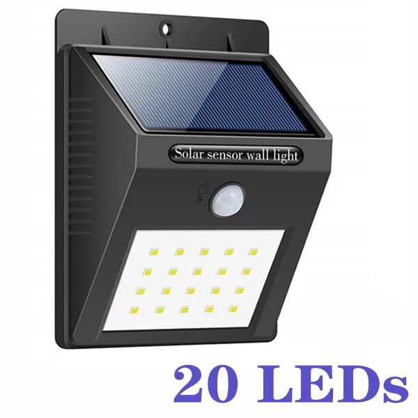 20 LED White Light Светодиодный Ночной светильник с датчиком движения на солнечной батарее, Ночной светильник, уличный водонепроницаемый настенный светильник для сада и дороги, ночной Светильник - Испускаемый цвет: 20 LED White Light