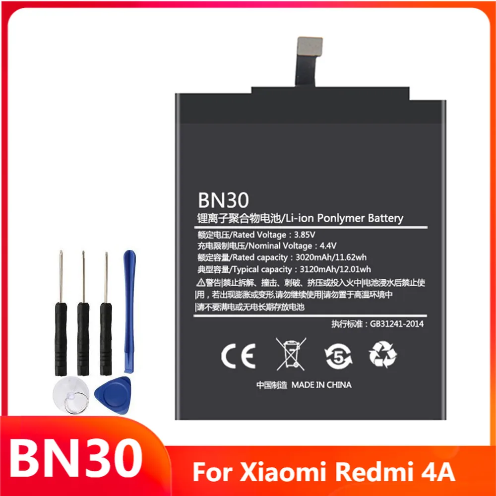 

Replacement Phone Battery BN30 For Xiaomi Redmi 4A Hongmi 4A Redrice 4A BN30 3120mAh With Free Tools