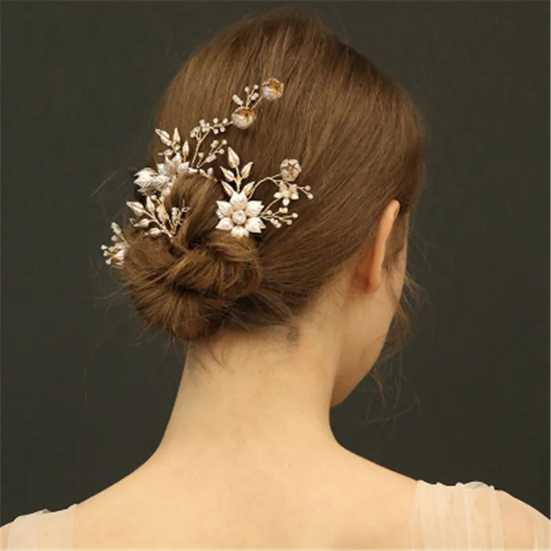 Хрустальные розы свадебные клипсы для невесты ручной работы заколки волос