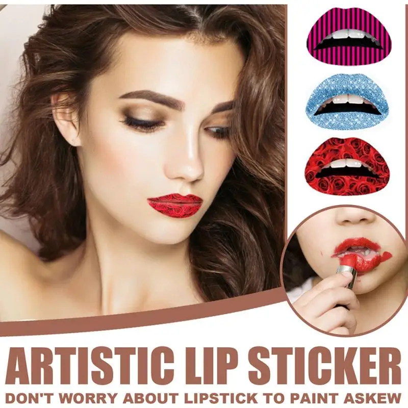 

3Pcs/Set Disposable Diamond Polka Dot Pattern Lipstick Stage Lip Shape Decals Trend Lipstick Sticker Cosmetics Halloween Gift