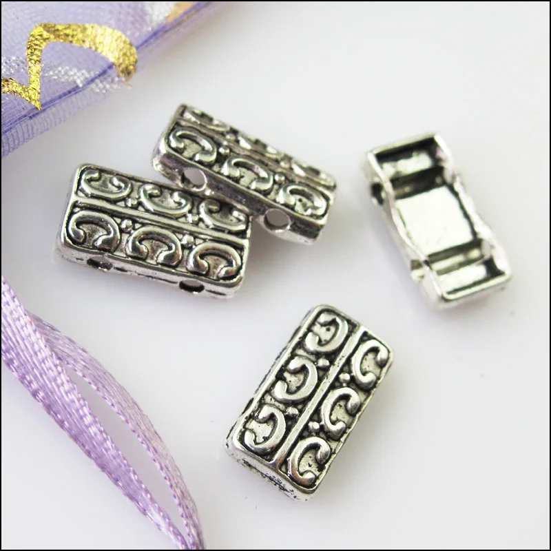Новый 25 шт. Тибетский серебристый цвет 2-2Holes Spacer Бусины бары подвески-соединители