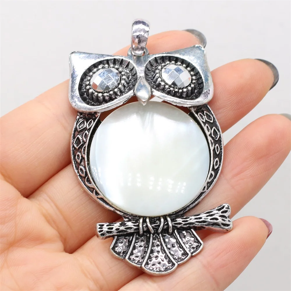 

Natural Owl Shell Pendant Handmade Crafts DIY Cute Personality Necklace Jewelry Accessories Gift Making Size 38x65mm