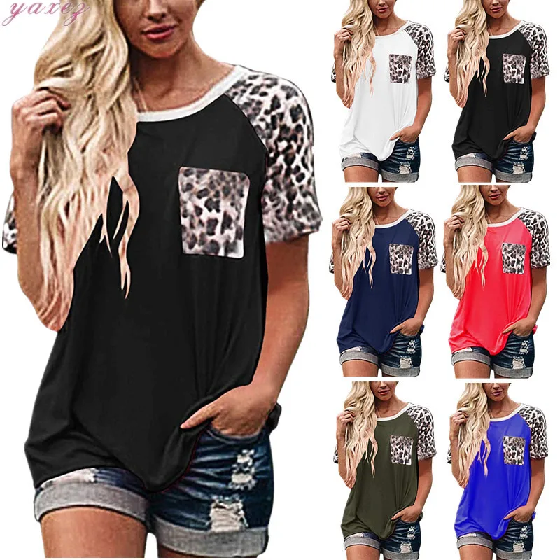 

Summer Top Tees Leopard Stitching Short-sleeved Women's T-shirt Female Oversize Shirts T Shirt Women Tops Tshirt Clothes Korean