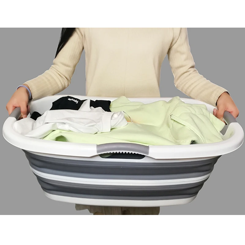 

Folding Laundry Basket Silicone Portable Dirty Clothes Basket Bathroom Accessories Clothes Hamper Home Storage Washing Organizer