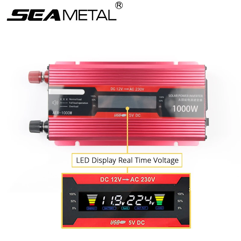 Автомобильный инвертор 12 В 220 в 2000 Вт 1000 мощность USB инверторы со светодиодный ным