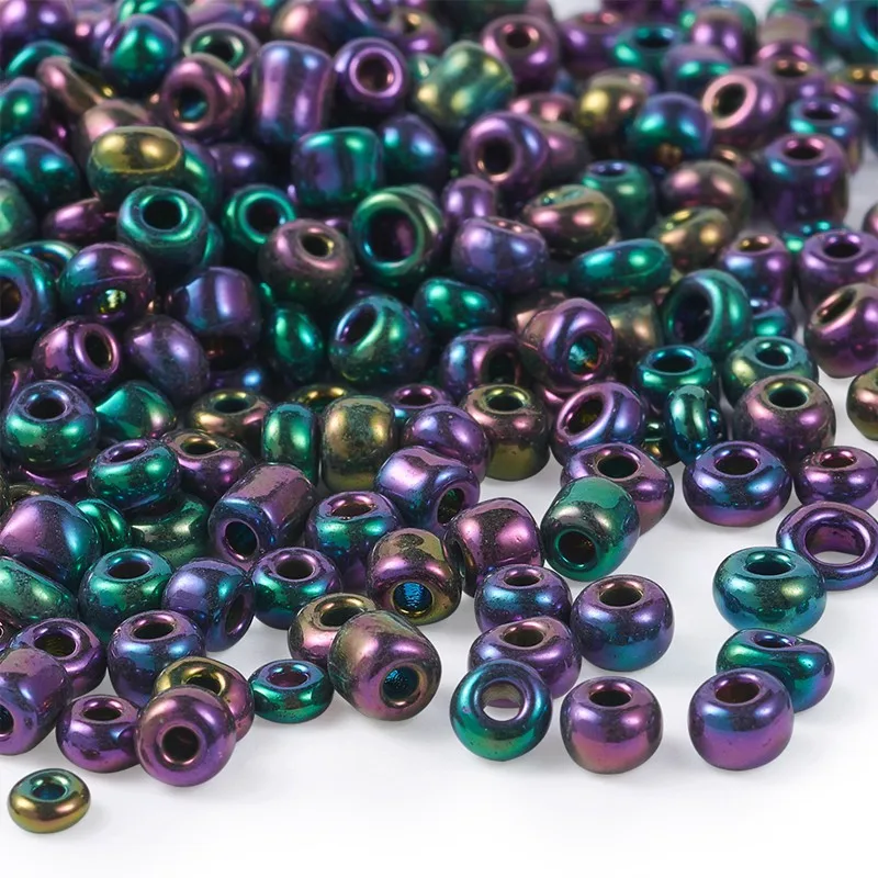 

about 4500pcs/pound 6/0 Glass Iris Round Seed Beads for Jewelry Making DIY Bracelet Necklace about 4mm in diameter hole: 1mm
