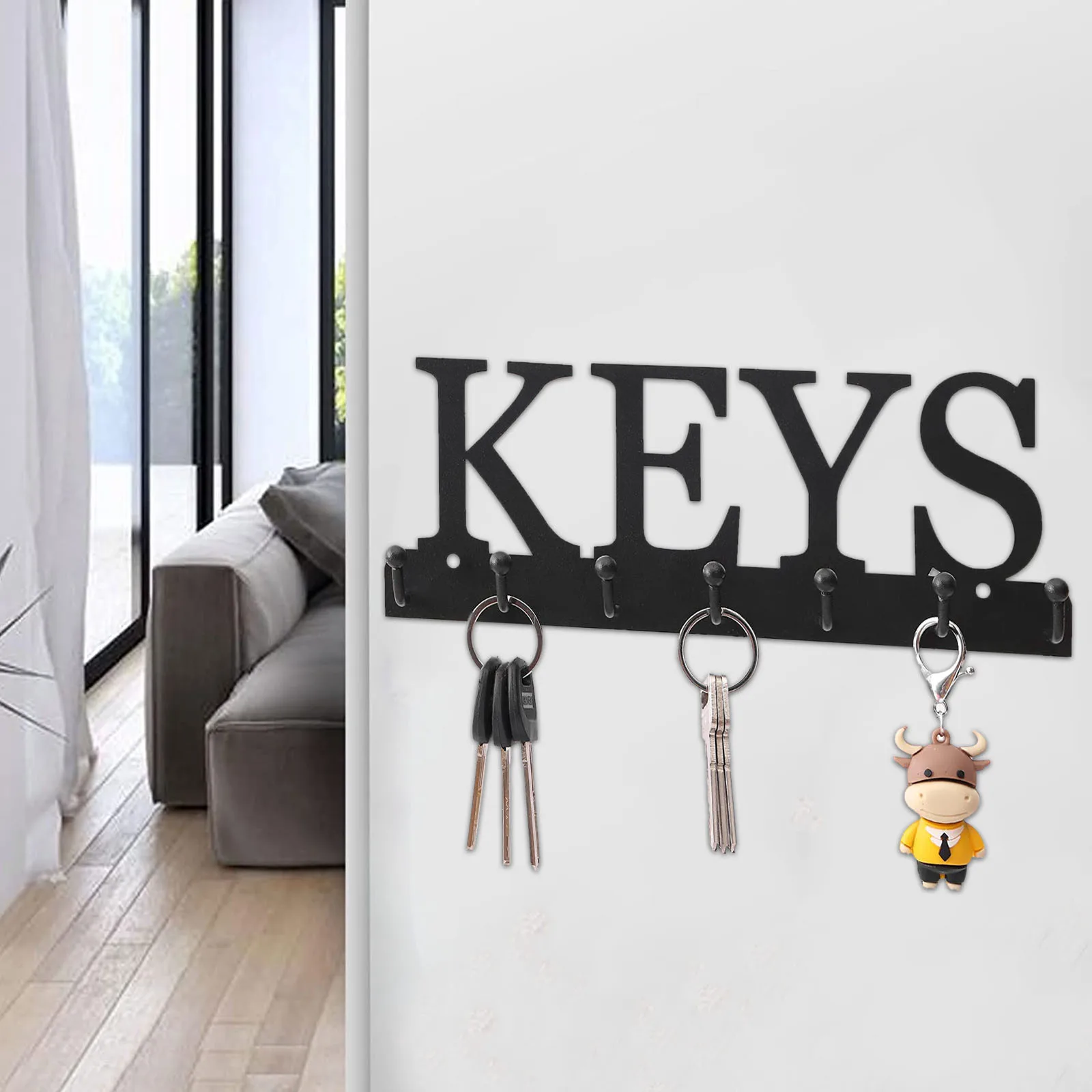 

Черный металлический настенный держатель для ключей, настенные крючки для ключей, настенный декоративный металлический органайзер для клю...