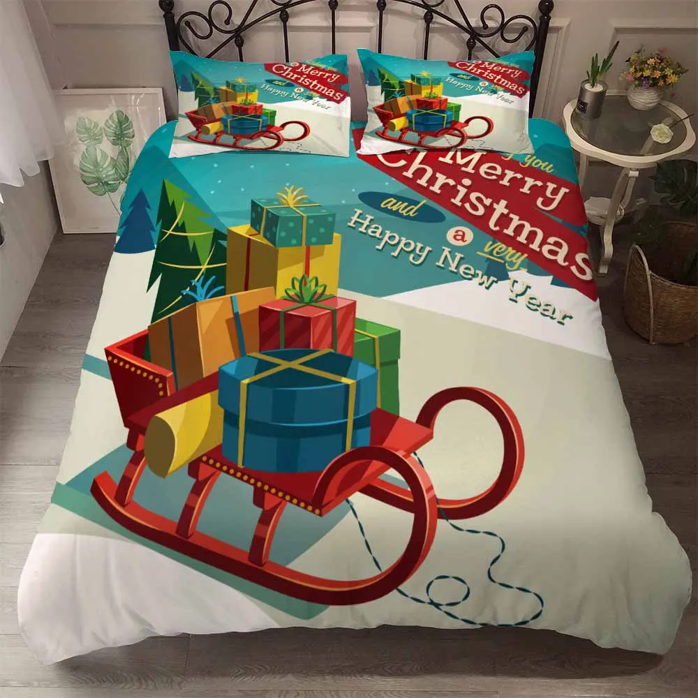 Постельное белье с Рождеством/Happy Новый год Комплект постельного белья