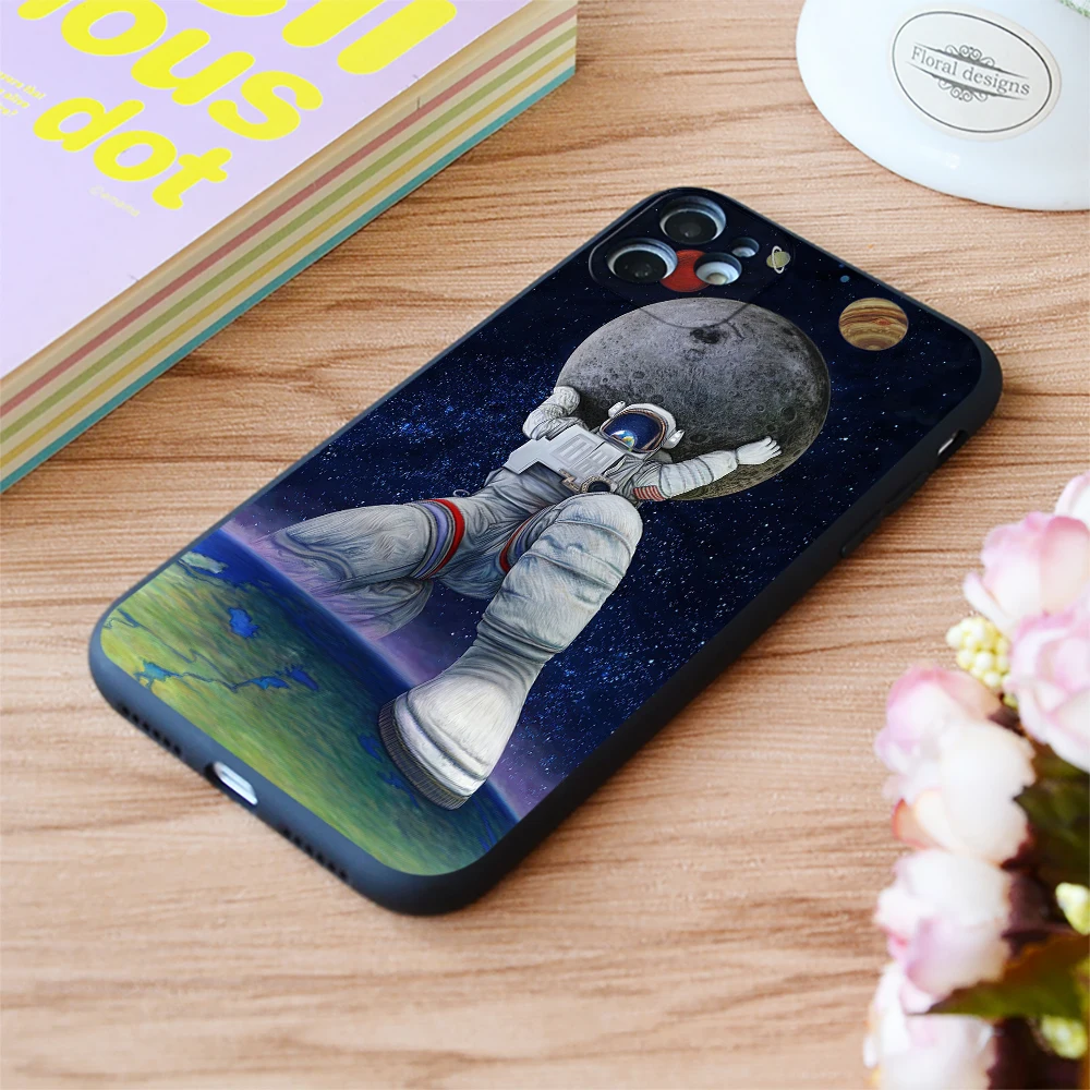 

For iPhone Astronaut Art Print Soft Matt Apple iPhone Case 6 7 8 11 12 Plus Pro X XR XS MAX SE