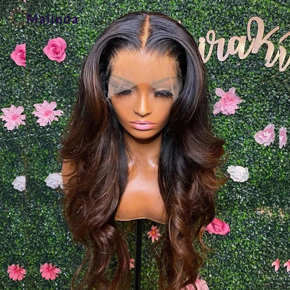 

13x6 Lace Front Wig HD Transparent Lace Wigs For Women Human Hair Pre Plucked 1b/30 Blonde Body Wave Wig Brazilian Hair Wigs