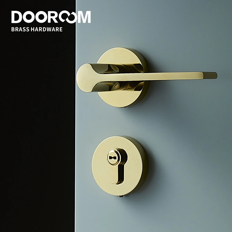 Дверной рычаг из латуни Dooroom бесшумный блестящий современный светильник