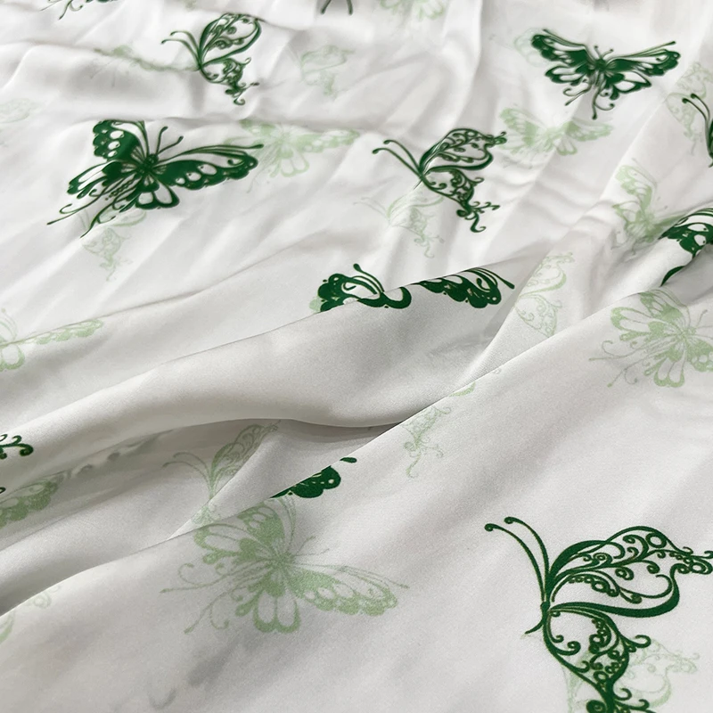 

Эластичная атласная ткань из полиэстера с принтом бабочки, брендовая мягкая одежда ручной работы «сделай сам», модная рубашка, искусственная ткань на метр