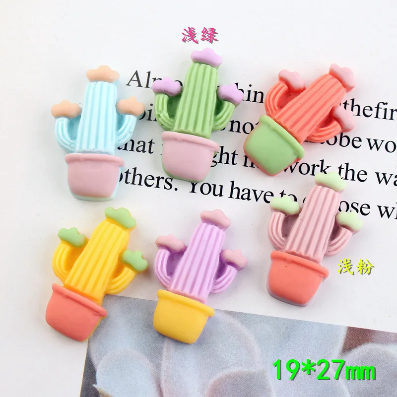 

Resin simulate succulent potted plants flatback colorful cactus for DIY scrapbooking accessories
