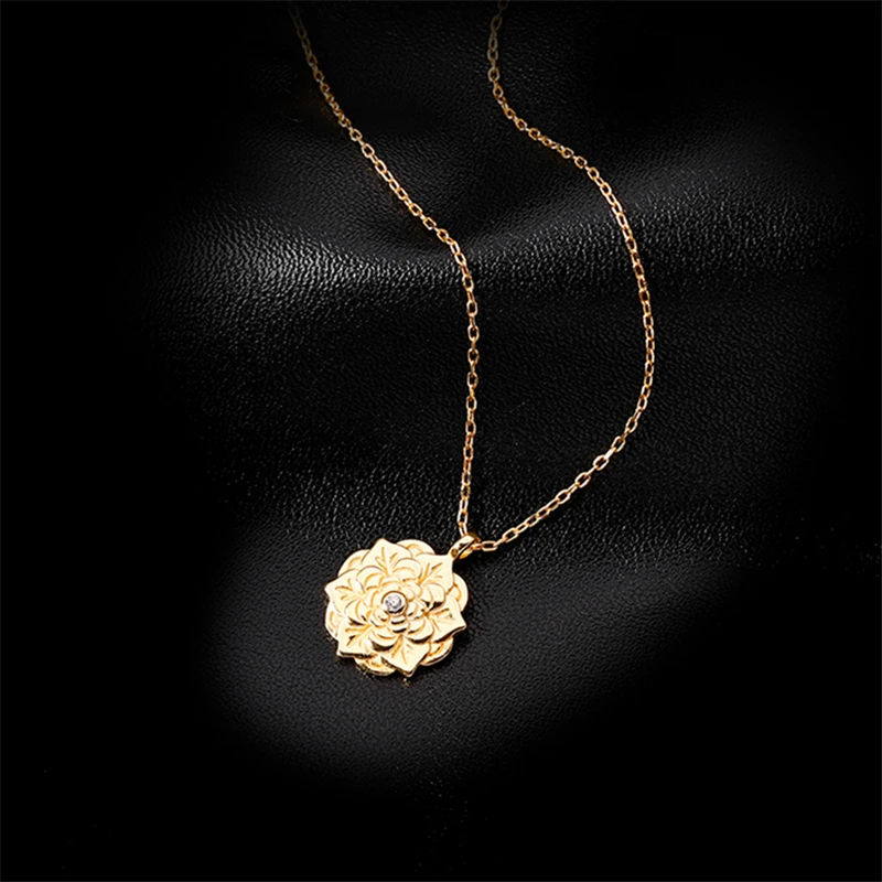 

925 Silver Flower Pendants Necklace Boho Jewelry Minimalism Chocker Kolye Vintage Collier Bijoux Femme Women Gold Necklace