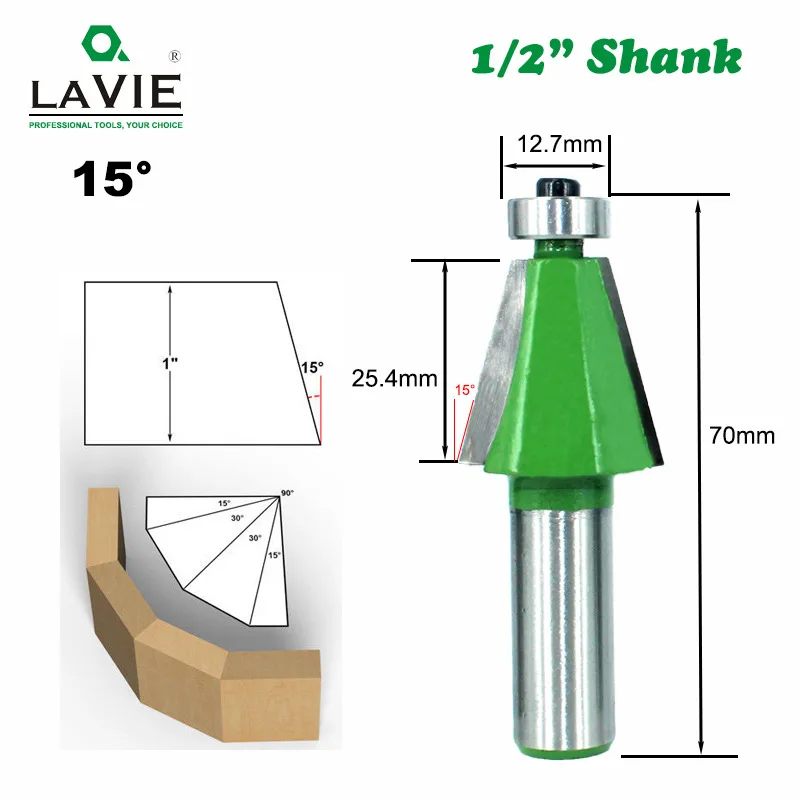 Фреза для фаски LAVIE MC03233 5 шт. фреза с хвостовиком 12 мм 1/2 дюйма 11 25 15 22 30 45 градусов