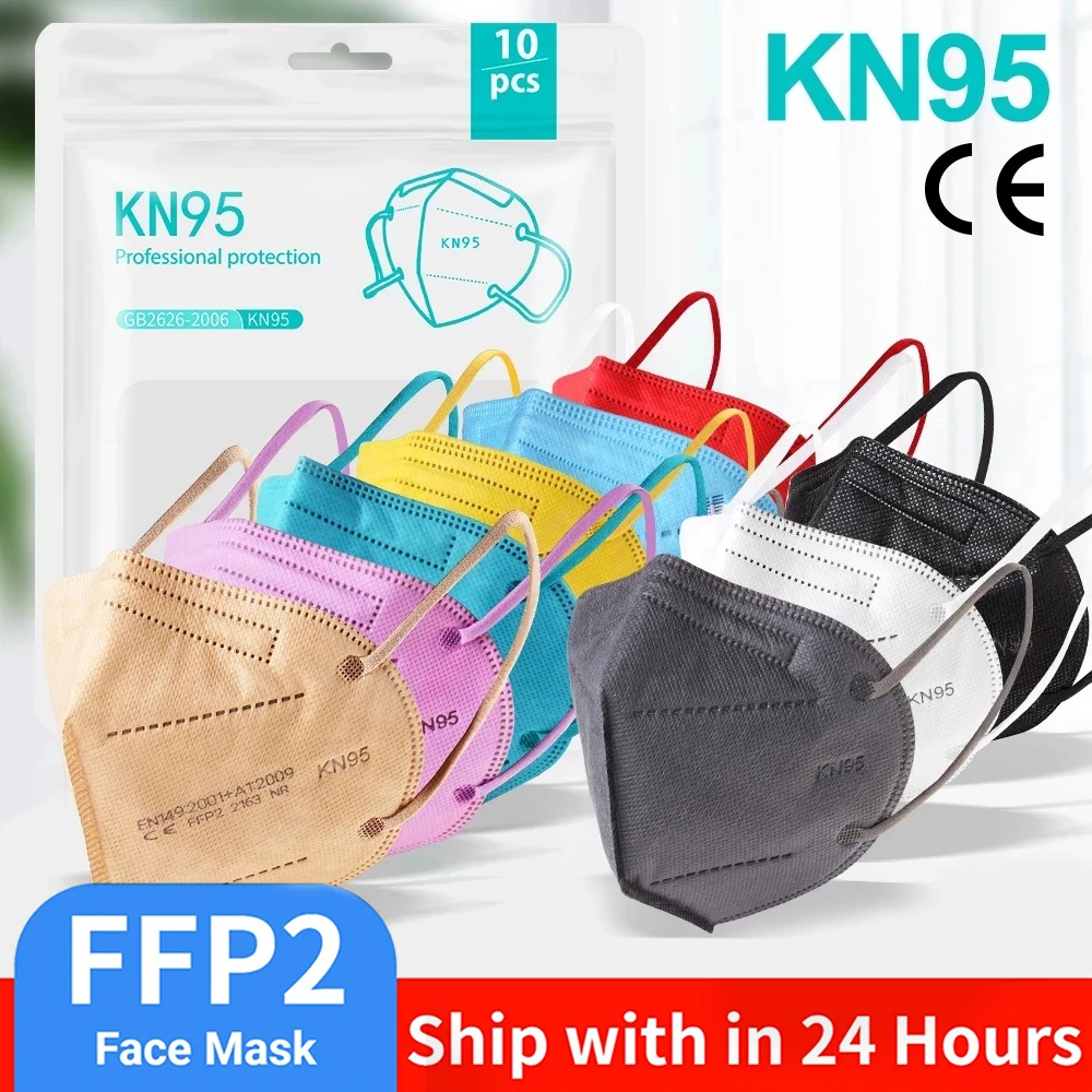

10-100 Pieces CE FFP2 MASK Adult Black Mouth Caps Fabric 5 Layers Filter Dust Masque KN95mask FFP2mask KN95 Masks N95 Respirator