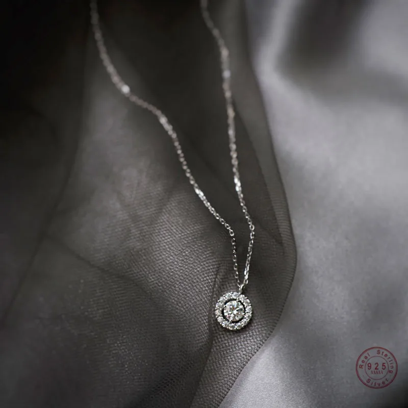 Женское колье из серебра 100% пробы с цирконом|Ожерелья| |