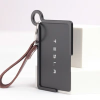 card holder for tesla key fob model 3 y card case protective cover metallic protector bag leather lanyard keychain rings
