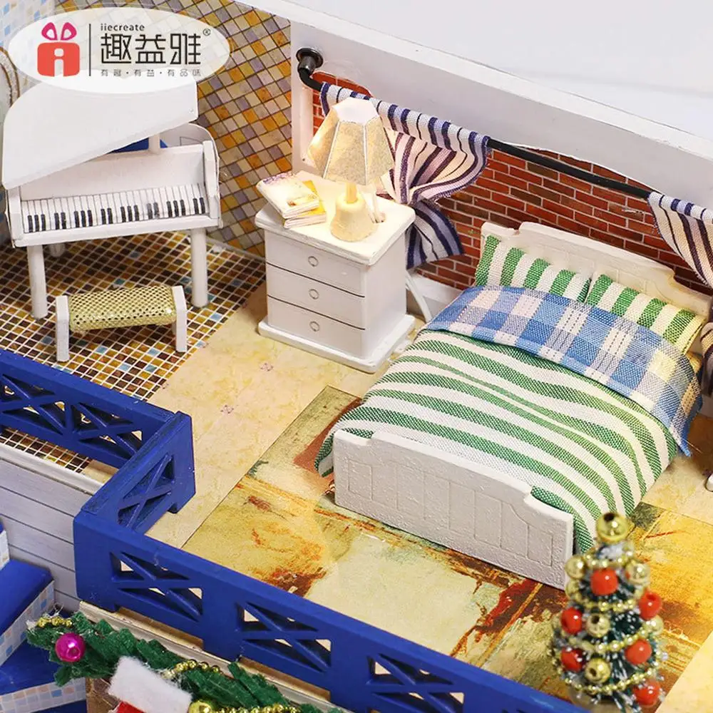 Миниатюрный Кукольный домик с мебелью Diy игрушечный деревянный дом
