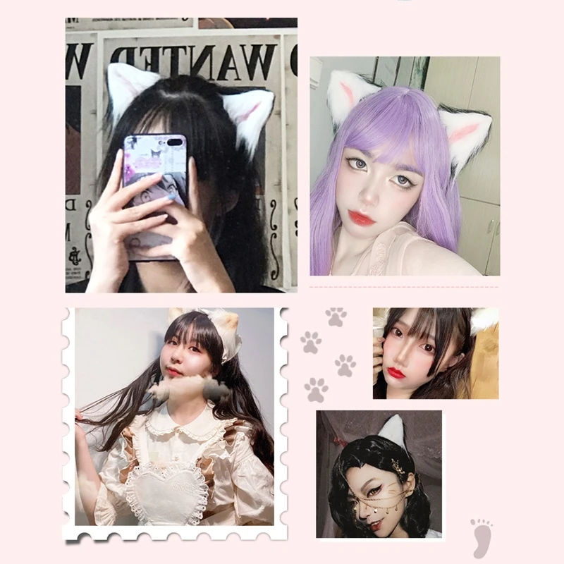 Сладкий Прекрасный пушистый со звериными ушами заколки для волос в стиле аниме