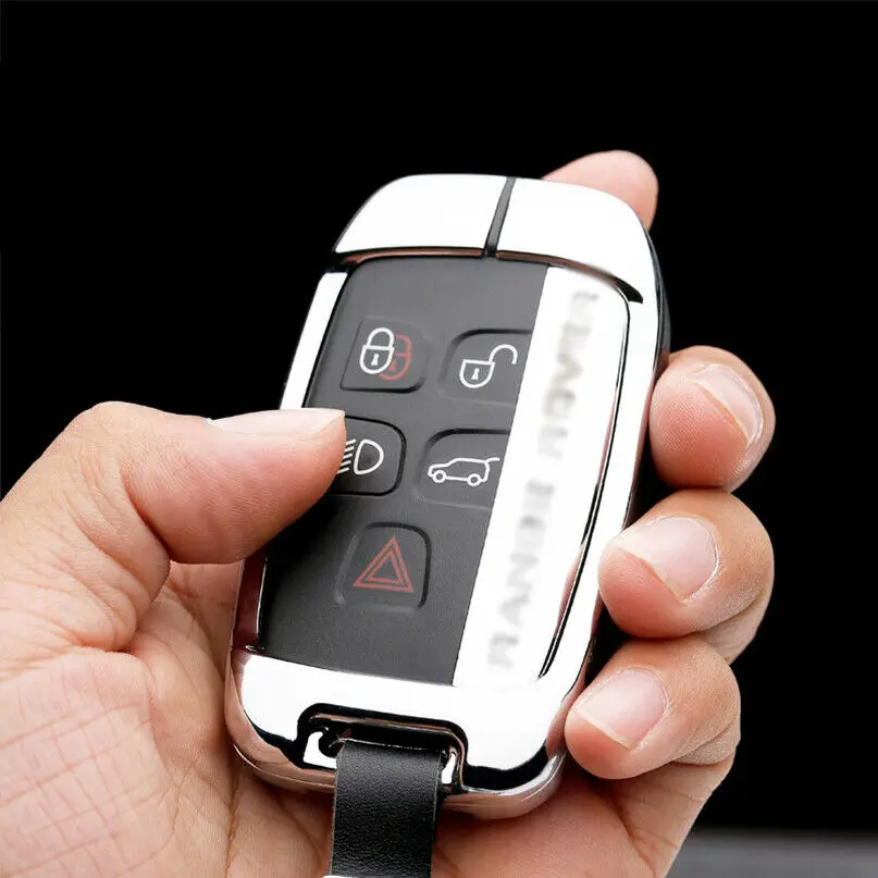 

Zinc Alloy+Leather Car Key Case Cover With Key Chain For Land Rover Range Rover Evoque Discover