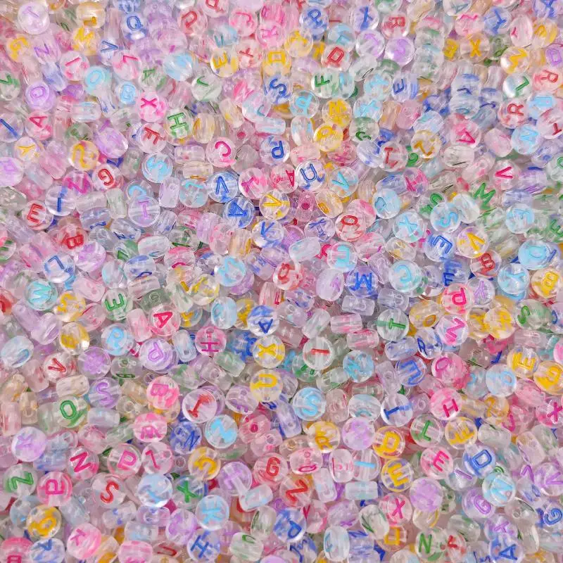 

50PCS 7MM Mixed Letter Acrylic Beads Round Loose Alphabet Beads For Jewelry Making Bracelet Necklace Diy Handmade