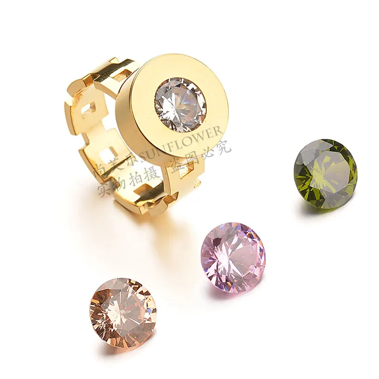 Visisap винт полое кольцо сменный хрустальные камни кольца для Для женщин человек