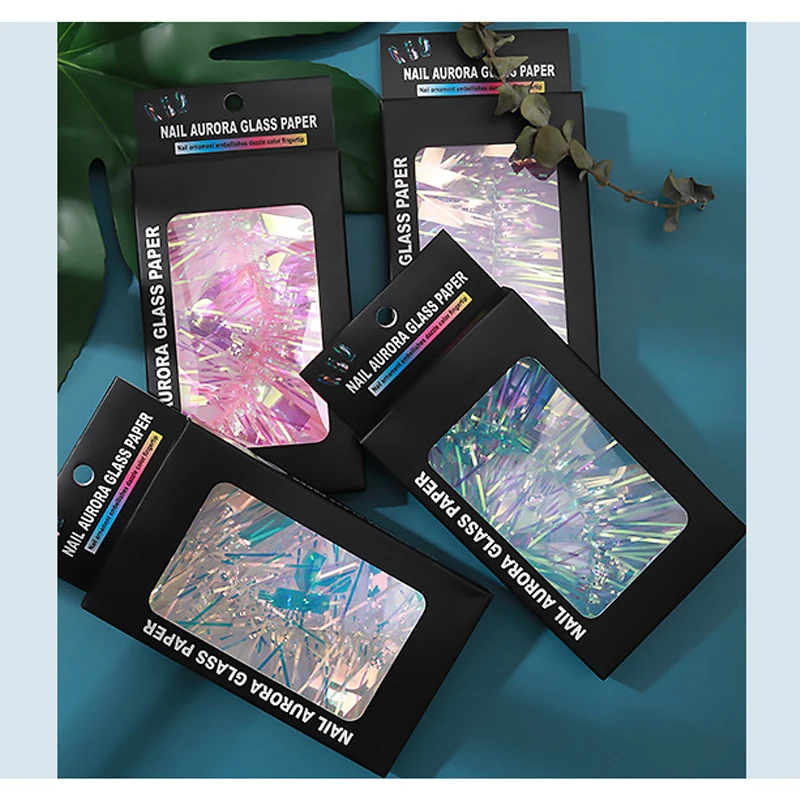 1 лист голографическая Стекло ногтей Стикеры градиент Аврора передачи Фольга